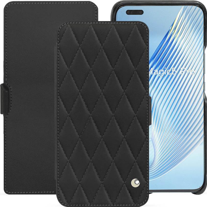 Noreve Lederschutzhülle horizontal (Honor Magic5 Pro), Smartphone Hülle, Schwarz