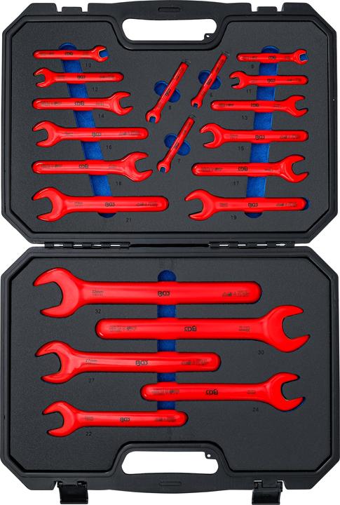 Actual product image BGS VDE open-end spanner set | SW 6 - 32 mm | 20 pcs. (32 mm, 19 mm, 6 mm, 12 mm, 24 mm, 14 mm, 22 mm, 16 mm, 23 mm, 10 mm, 21 mm, 18 mm, 27 mm, 7 mm, 31 mm, 17 mm, 11 mm, 15 mm, 26 mm, 30 mm, 8 mm, 28 mm, 9 mm, 29 mm, 13 mm, 20 mm, 25 mm)
