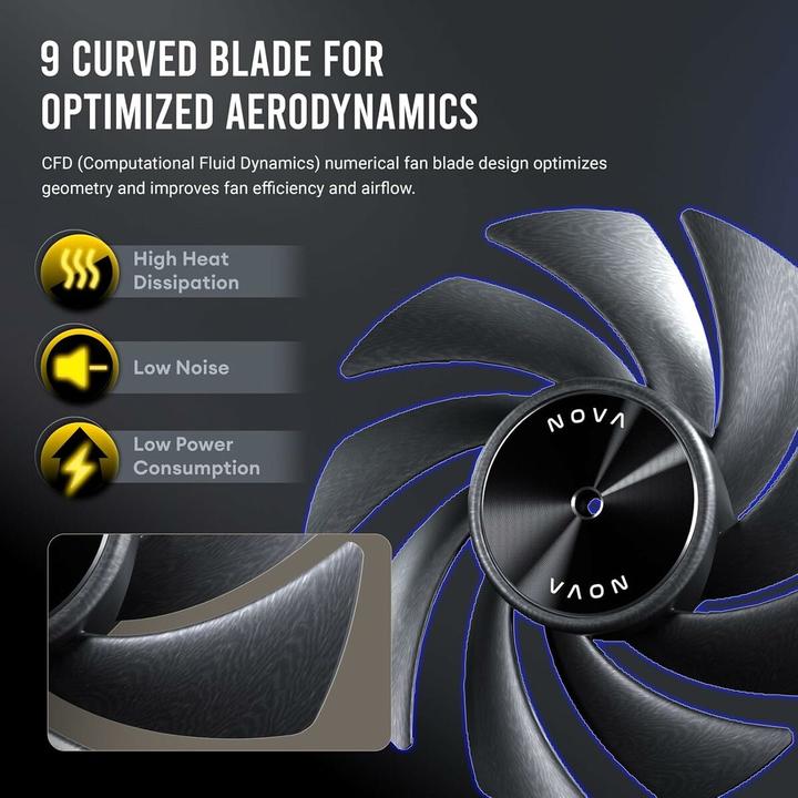 Produktbild Antec The Nova 120 is a high-powered fan with a simple look that supports up to 3200 rpm (120 mm, 1x)