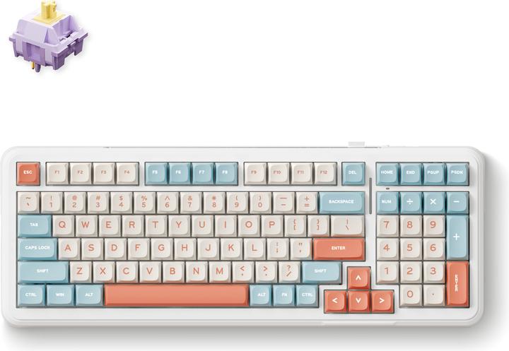 Actual product image Mchose Horizon Orange Hyacinth Wireless Gasket Mount Mechanical Keyboard (US, Cable, Wireless)