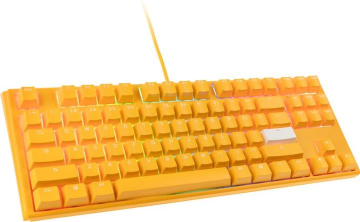 Actual product image Ducky One 3 Yellow TKL Gaming Keyboard, RGB LED - MX-Speed-Silver (US) (US, Cable)