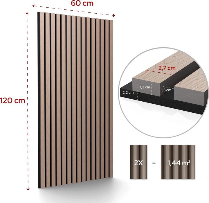 Image du produit Arebos 2er Set Akustikpaneele Holzoptik (60 x 120 cm)