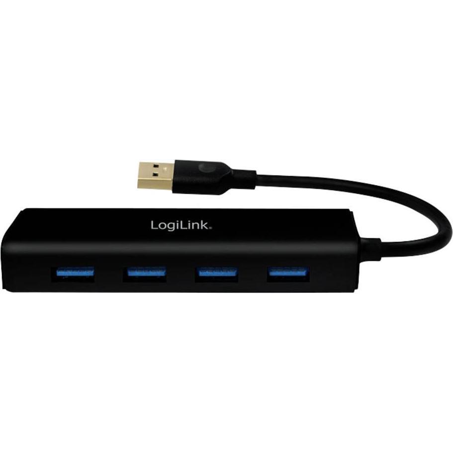 Thumbnail - LogiLink USB 3.0-Hub 4-Port schwarz Buspowered (USB-A, 4 Ports), Dockingstation + USB Hub, Schwarz