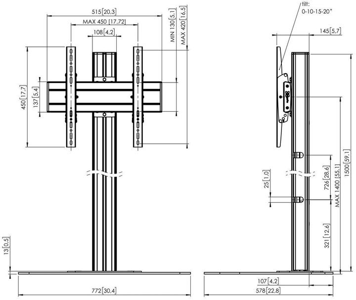 Produktbild Vogels Standfuss F1544B Schwarz (80 kg)