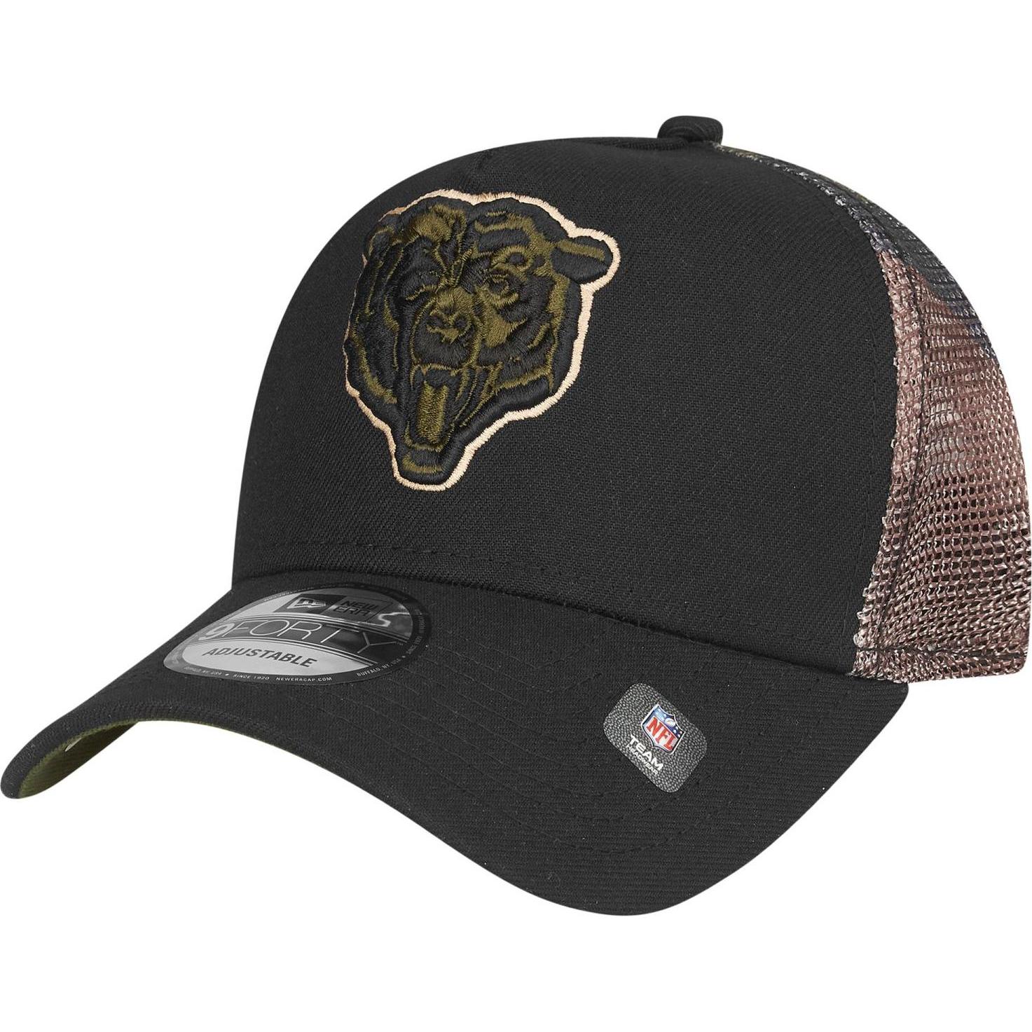 New Era, Herren, Cap, Snapback Trucker Cap - Chicago Bears wood camo, Schwarz, (One Size)