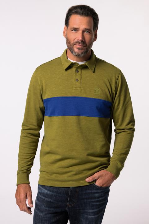 Actual product image JP1880 Rugby jumper, chest stripes, polo collar with press studs, up to 8 XL (8XL)