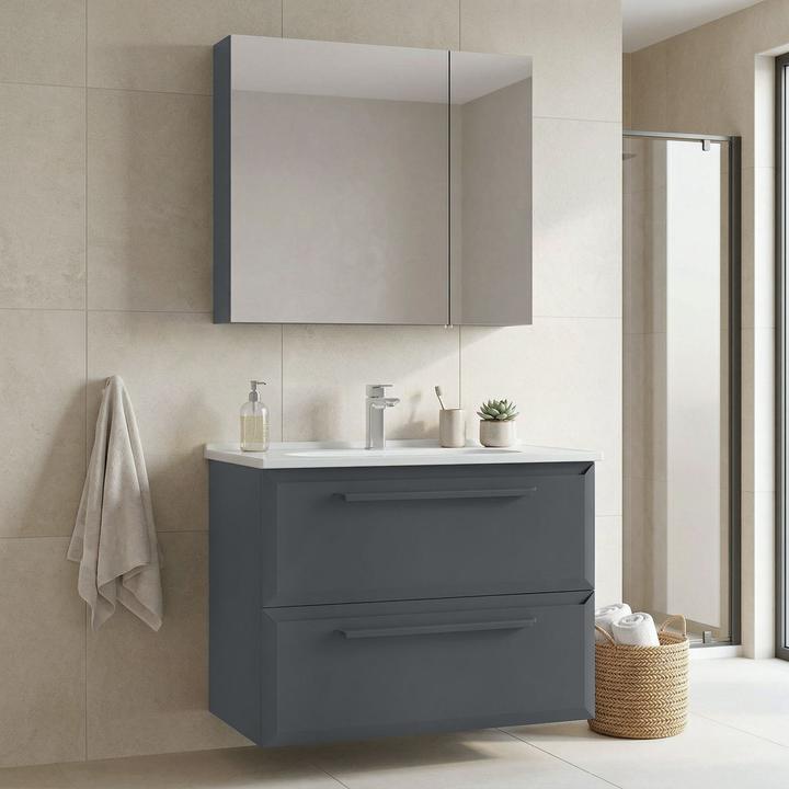 Produktbild Homitis Nuvola 80 v2 Bathroom Cabinet With Sink & Mirror Set (2 Pieces)