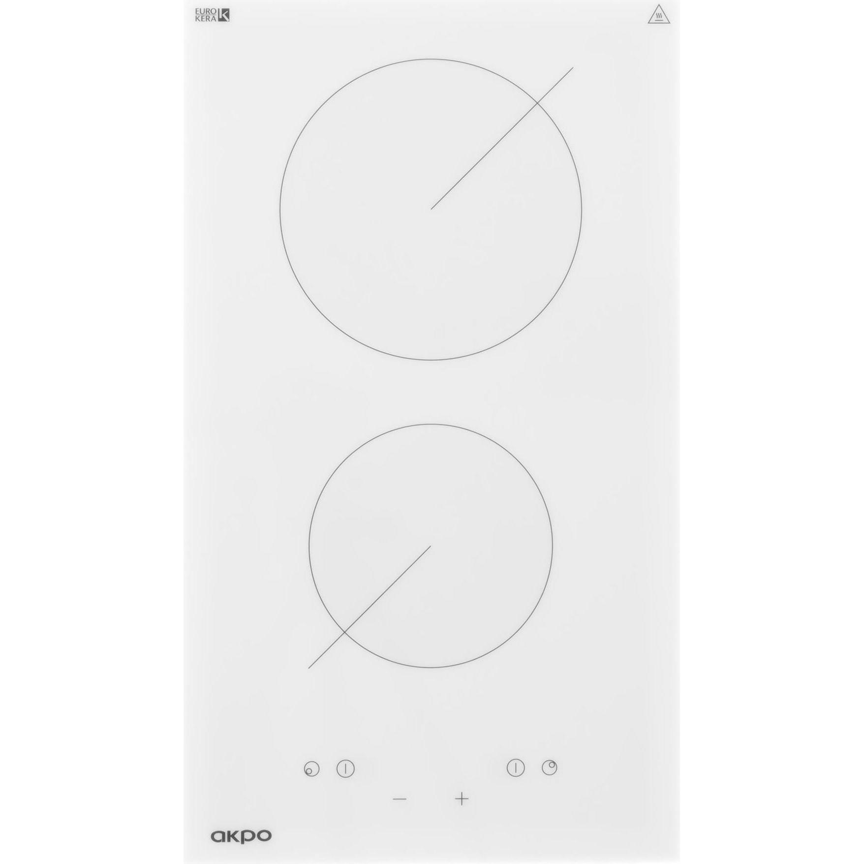 Akpo Ceramic hob PKA 30 830/2 baltas, Kochfeld, Weiss