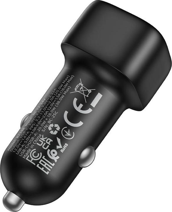 Actual product image Borofone - Car Charger Cloud (BZ34B) - Type-C + USB-A, PD20W, QC3.0, Dual Port, 38W, ABS - Black