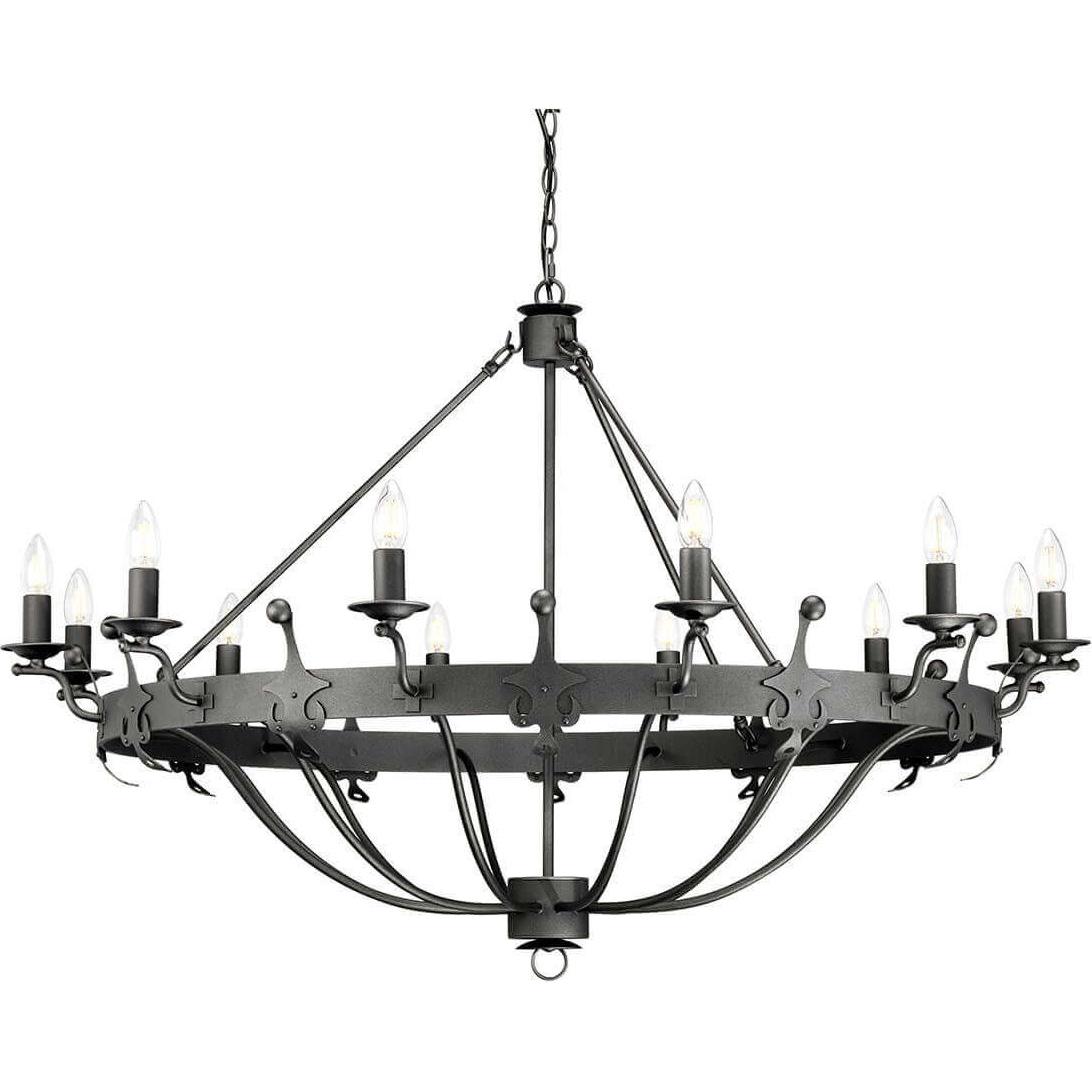 Elstead Lighting, Kronleuchter, Windsor Kronleuchter E14 12-fach Graphit, Made in UK (121.40 cm)