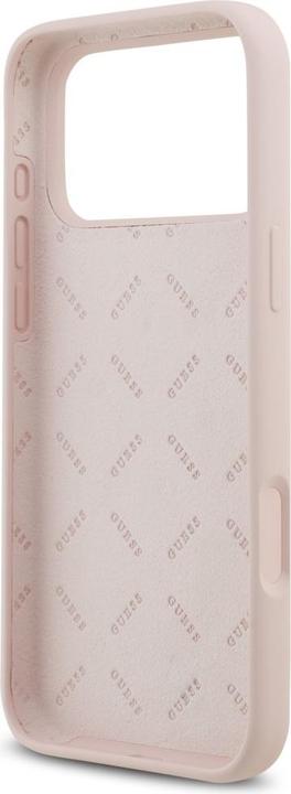 Produktbild Guess 4G Silicone Script Big Metal Logo Case für Apple iPhone 17 Pro Max - pink (Apple iPhone 17 Pro Max)