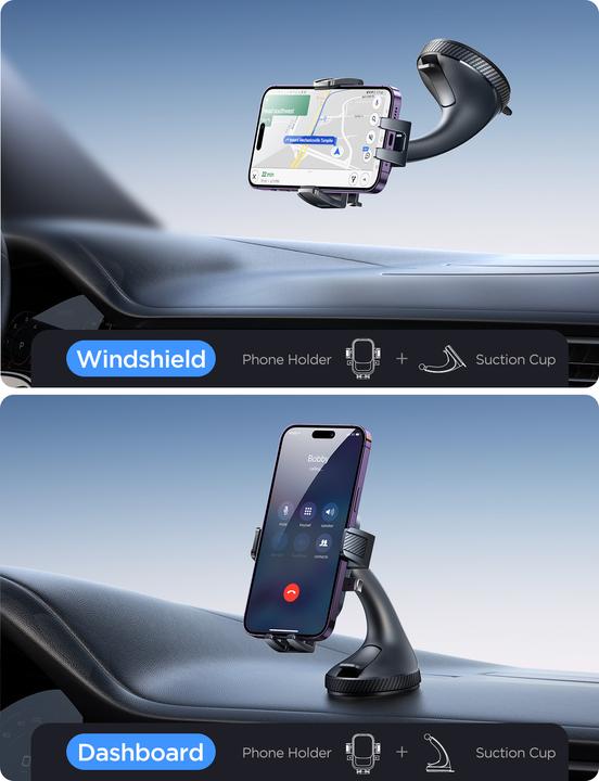 Actual product image Joyroom JR-OK6 car phone holder on the dashboard - black