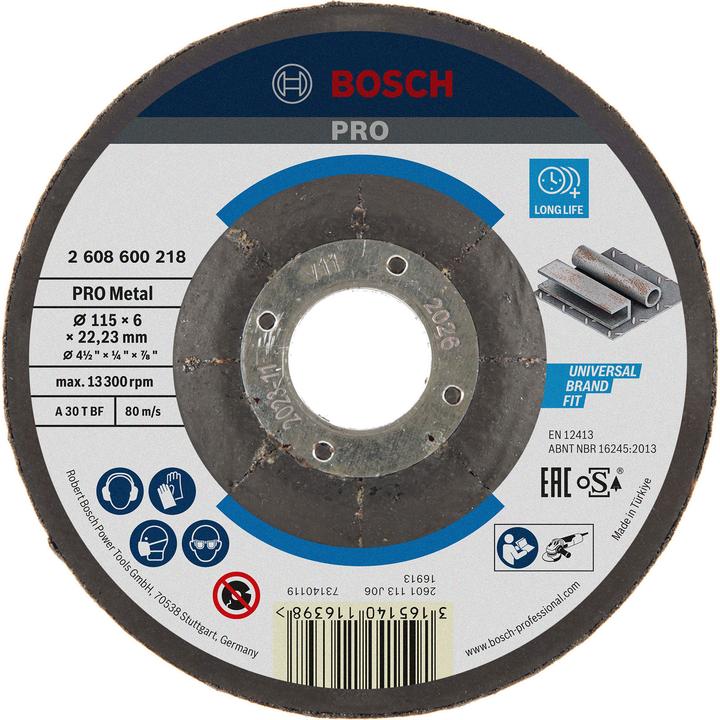 Produktbild Bosch Professional Zubehör PRO Metal Schruppscheibe, 115 x 6 x 22,23 mm (P30)