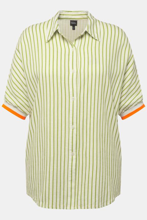 Immagine prodotto Ulla Popken Camicia dal taglio oversize in misto lino con collo da camicia e mezze maniche (60)