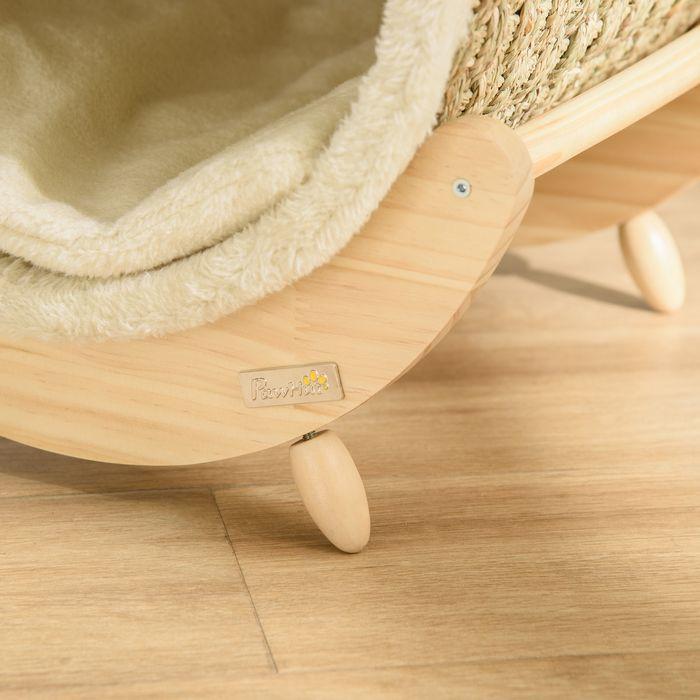 Actual product image Swisshandel24 Cat cave Cat bed with shelf Cat house Cat hut with scratching pad Indoor pine wood Flanel (Cat)