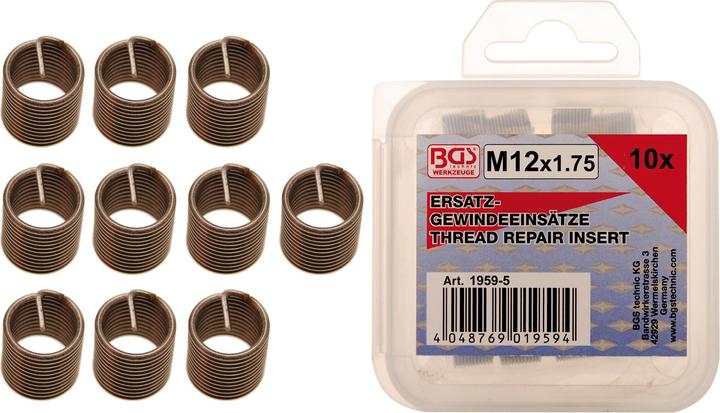 Image du produit BGS Inserts taraudés M12 x 1,75 mm 10 pièces