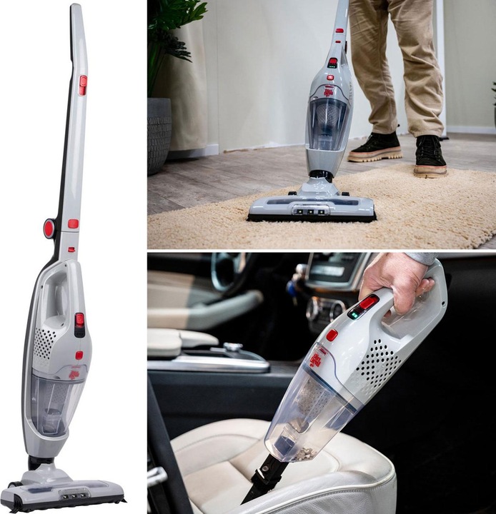 Produktbild Dirt Devil Kabelloser Staubsauger beutellos, Akku Staubsauger mit Handfunktion, weiss, rot, anthrazit