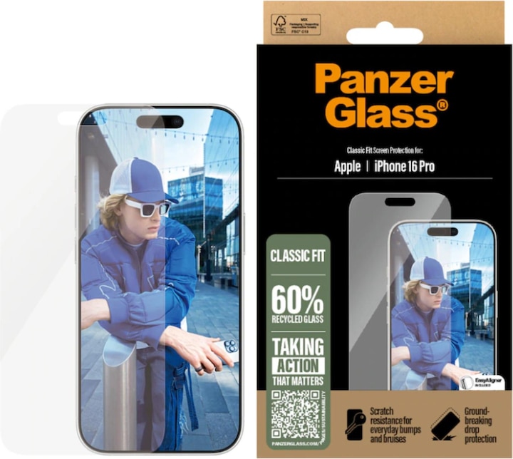 Productafbeelding PanzerGlass Klassieke pasvorm (1 Stuk, Apple iPhone 16 Pro)