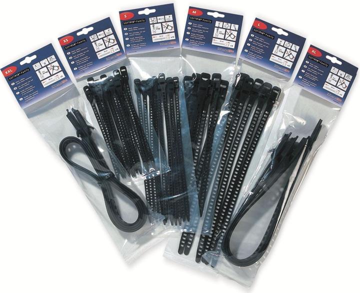 Actual product image HellermannTyton Hellermann Tyton SOFTFIX XXL Cable Ties Thermoplastic Polyurethane (TPU) Black 3 piece(s) (Plastic cable ties, 880 mm, 3 pcs.)