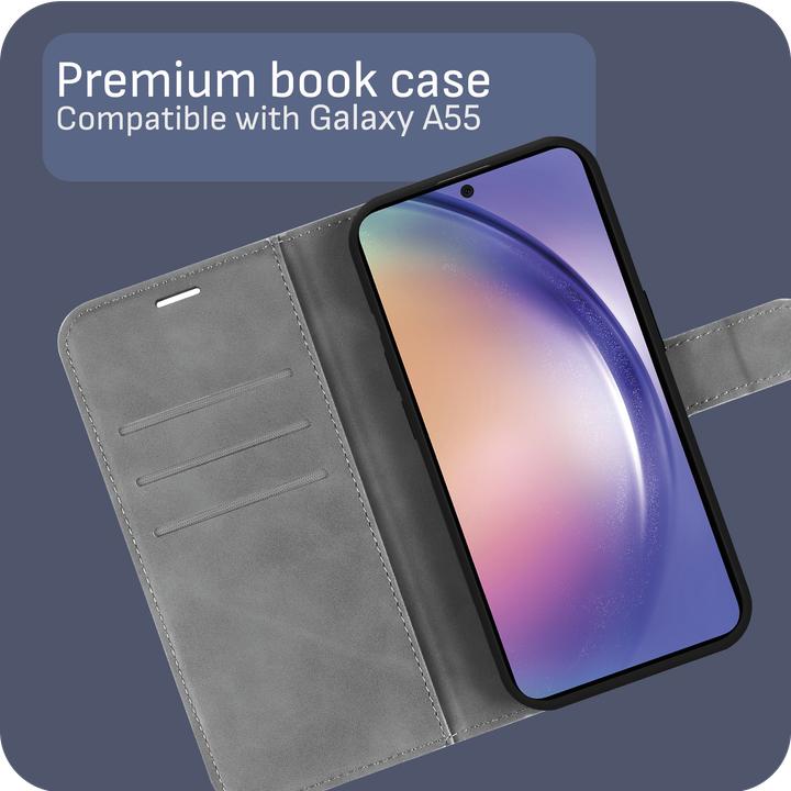Actual product image Cazy Premium wallet case for Samsung Galaxy A55, magnetic wallet case, card slots, stand (Samsung Galaxy A55)