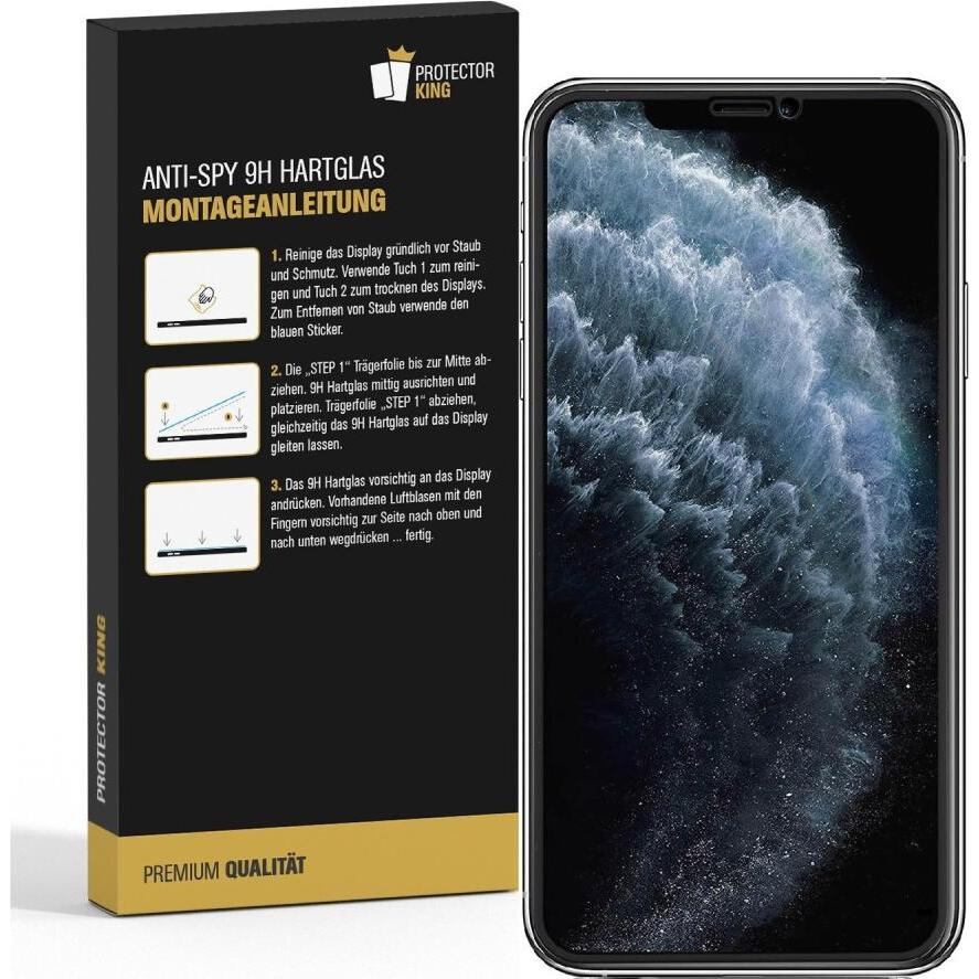 Thumbnail - Protectorking 2x Echtes Tempered 9H Panzerhartglas Blickschutz (2 Stück, Apple iPhone XS Max), Smartphone Schutzfolie