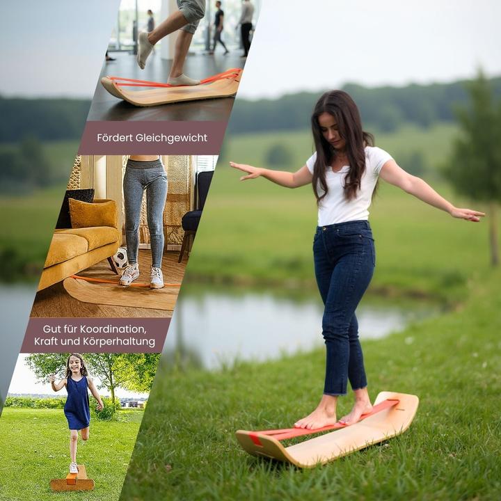 Actual product image Hermex Fitness-Balanceboard mit Slackline Fitnessbrett Balancebrett (1.08 m)