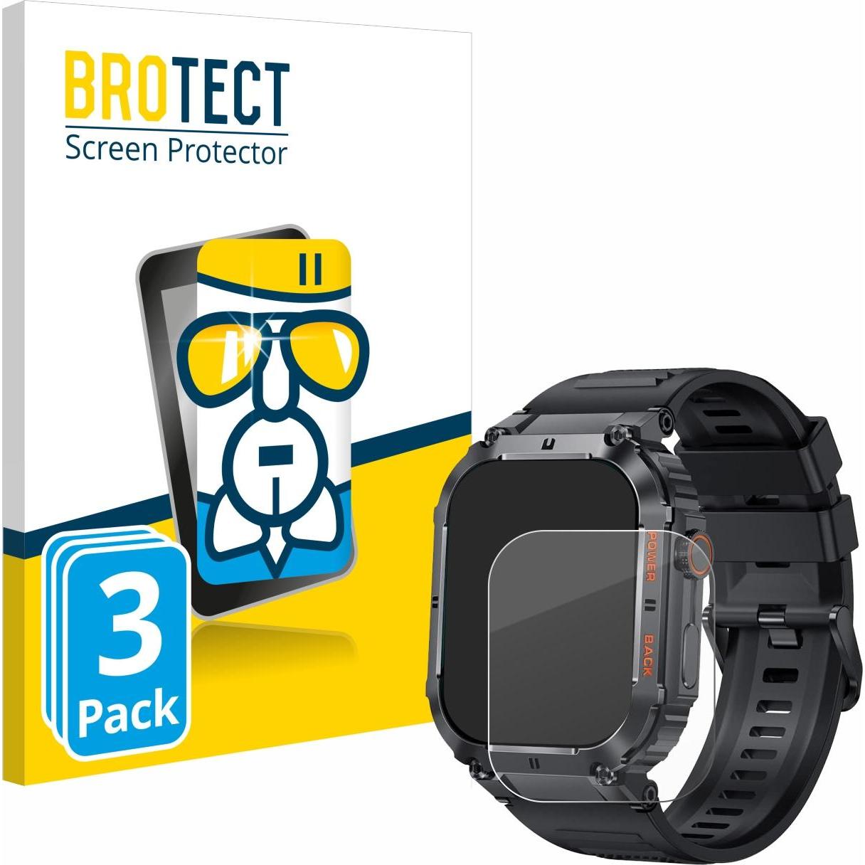BROTECT AirGlass Panzerglasfolie, Smartwatch Schutzfolie, Transparent