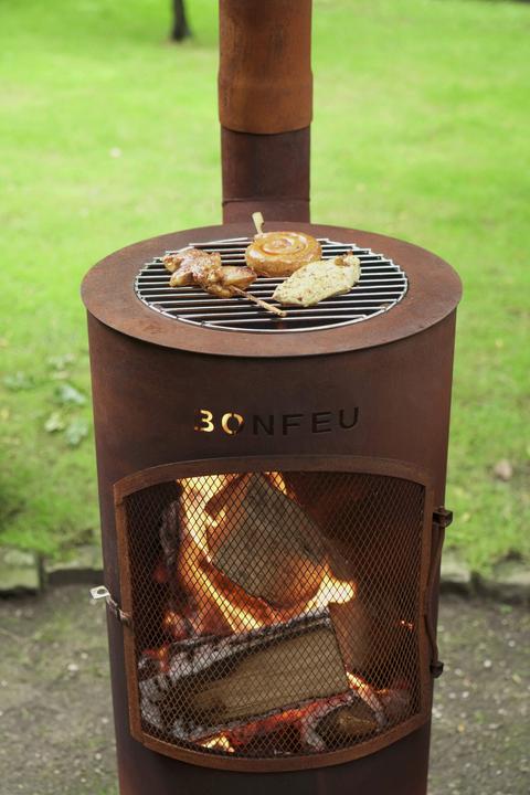 Productafbeelding Bonfeu BonTino LP Roest Tuinhaard - L 35 x B 35 x H 153 cm - Cortenstaal - bruin - Tuinhaard - Terrasverwar