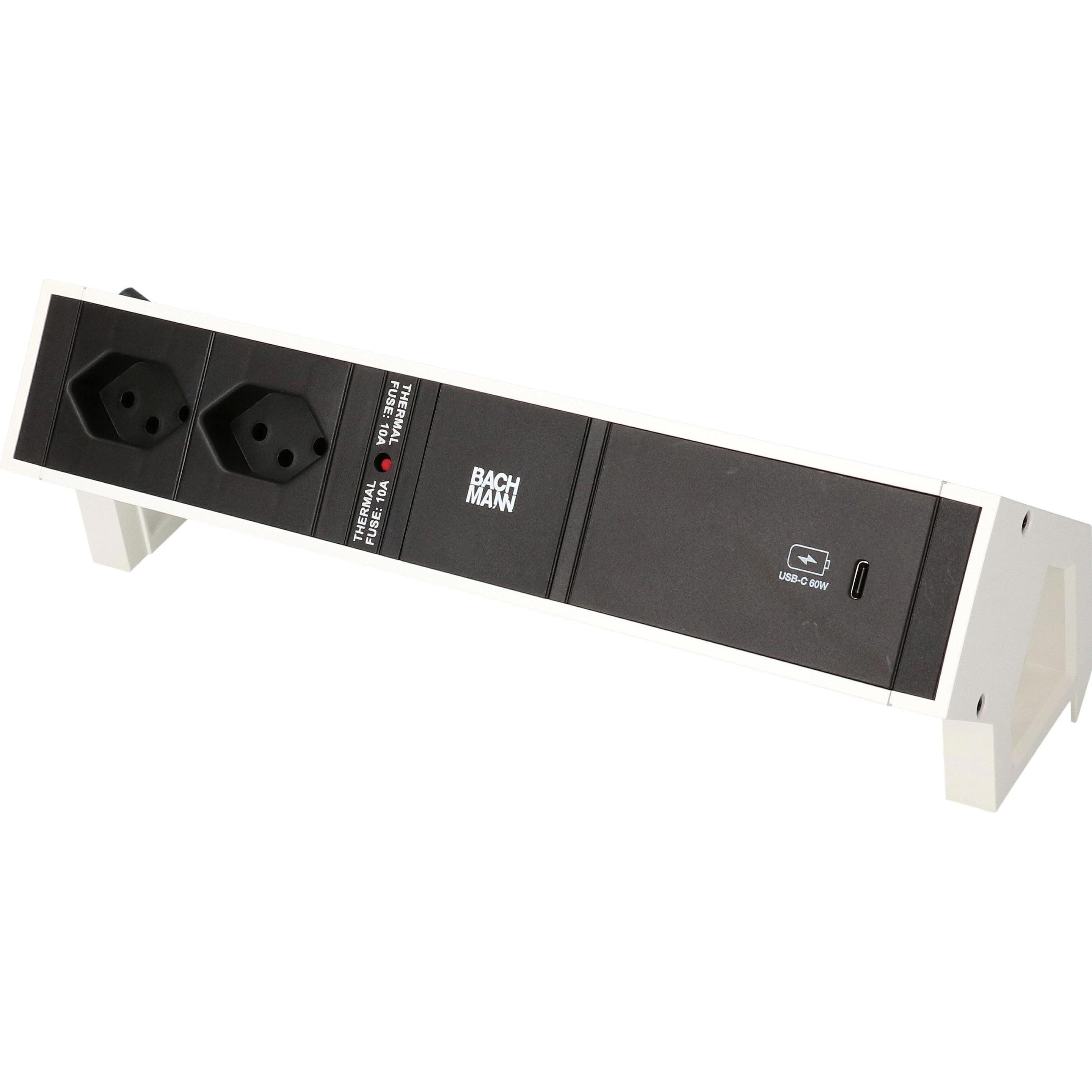 Thumbnail - Bachmann, Steckdosenleiste, Tischsteckdosenleiste DESK 2, 2x T13, 1x USB C (2 x, Typ 13, 0.20 m)