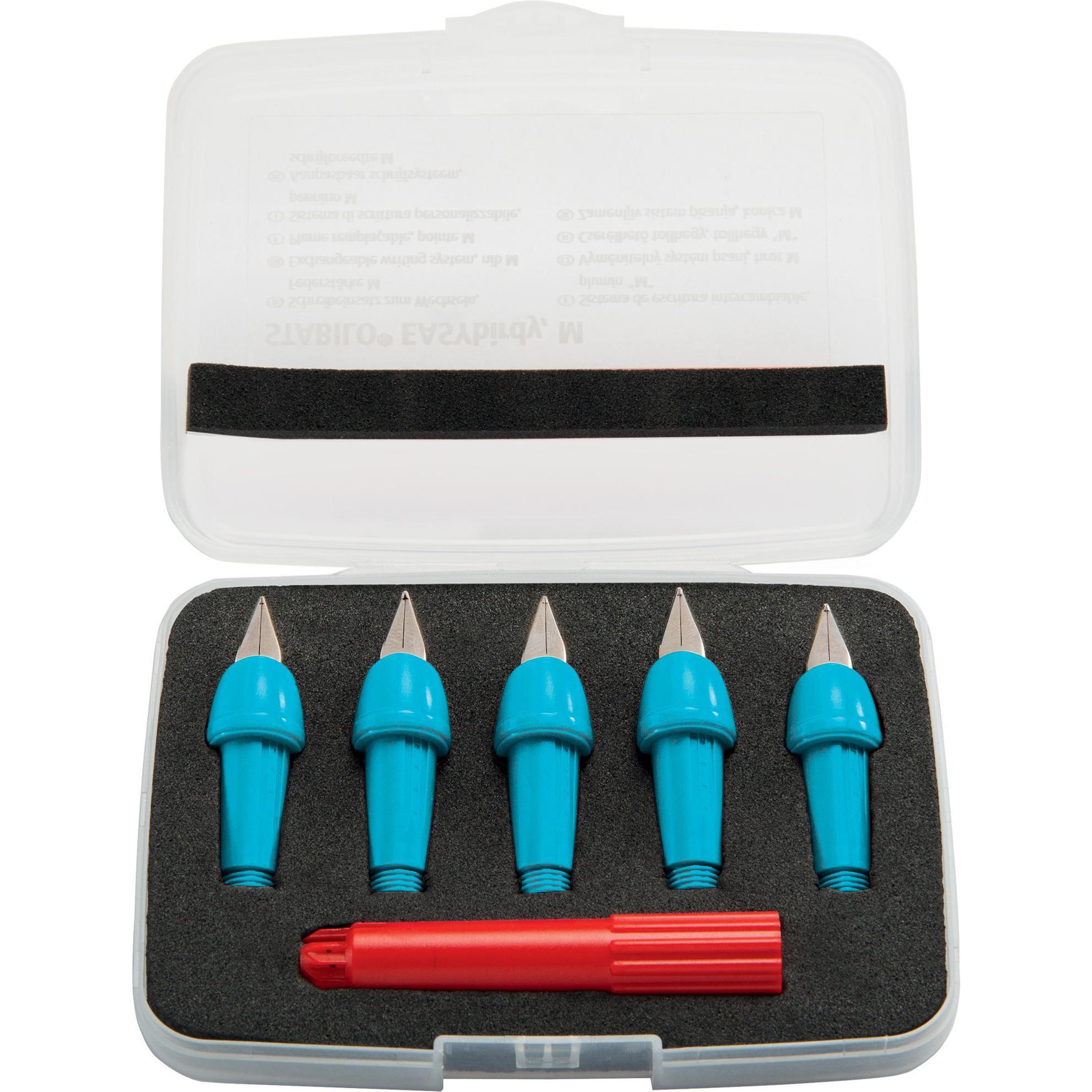STABILO, Schreibstifte, EASYbirdy Schreibeinsatz, Standard-Härte M, azur (Azur, 5 x)