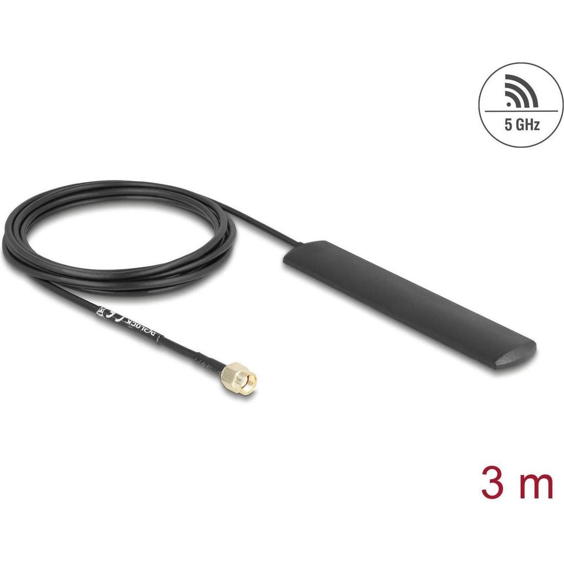 Delock WiFi 5,8 GHz Antenne RP-SMA Stecker 3 dBi omnidirektional mit Anschlusska (WiFi), Antenna WiFi