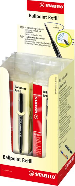 Actual product image STABILO Biros - Large capacity refill - Ballpoint Refill - Pack of 10 - black (10 Piece, Black, 0.50 mm)