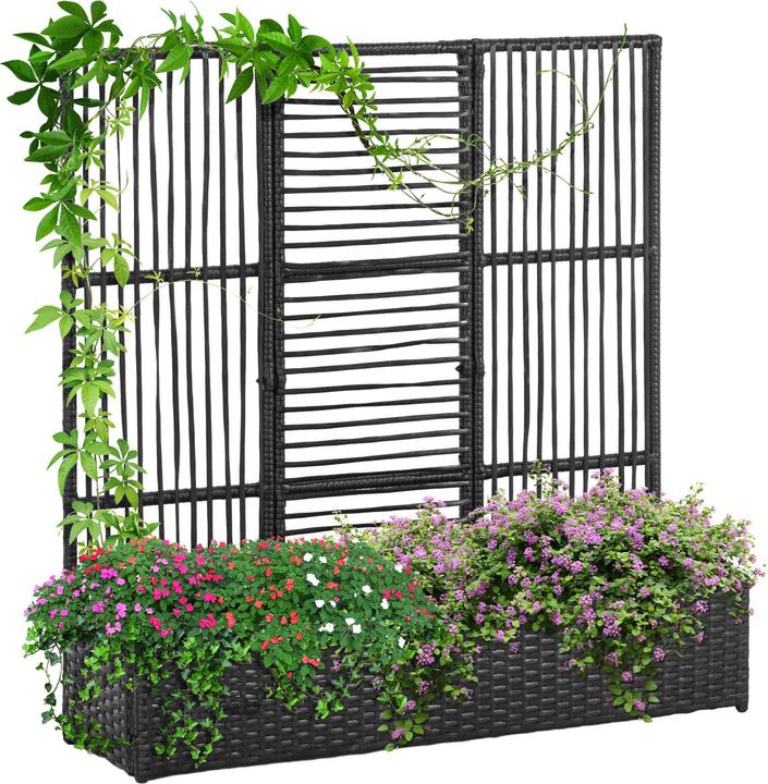 Outsunny Blumenkasten PE-Rattan, Stahl Schwarz