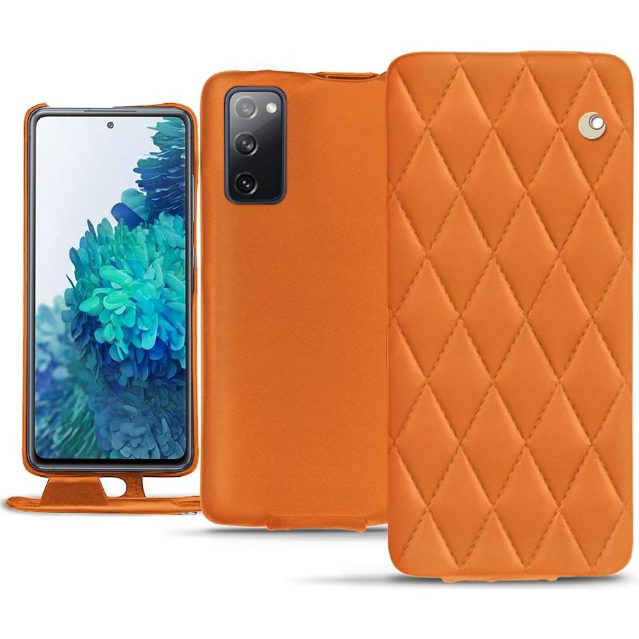 Noreve Lederschutzhülle vertikal (Samsung Galaxy S20 FE), Smartphone Hülle, Orange