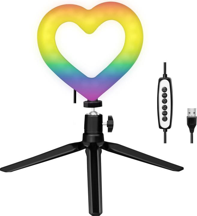 Actual product image LogiLink Heart-shaped LED stand with lighting control 15 RGB colour modes, 17 dynamic lighting effects