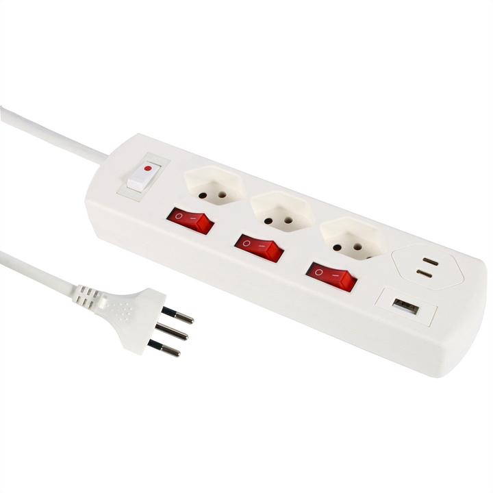 Actual product image Schoenenberger Power strip (6x, Type 13, USB-A, USB-C, 2 m)