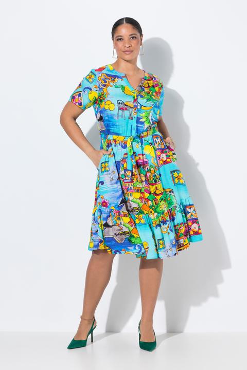Immagine prodotto Miamoda Kleid, A-Linie, Italien-Muster, Saumvolant (54)