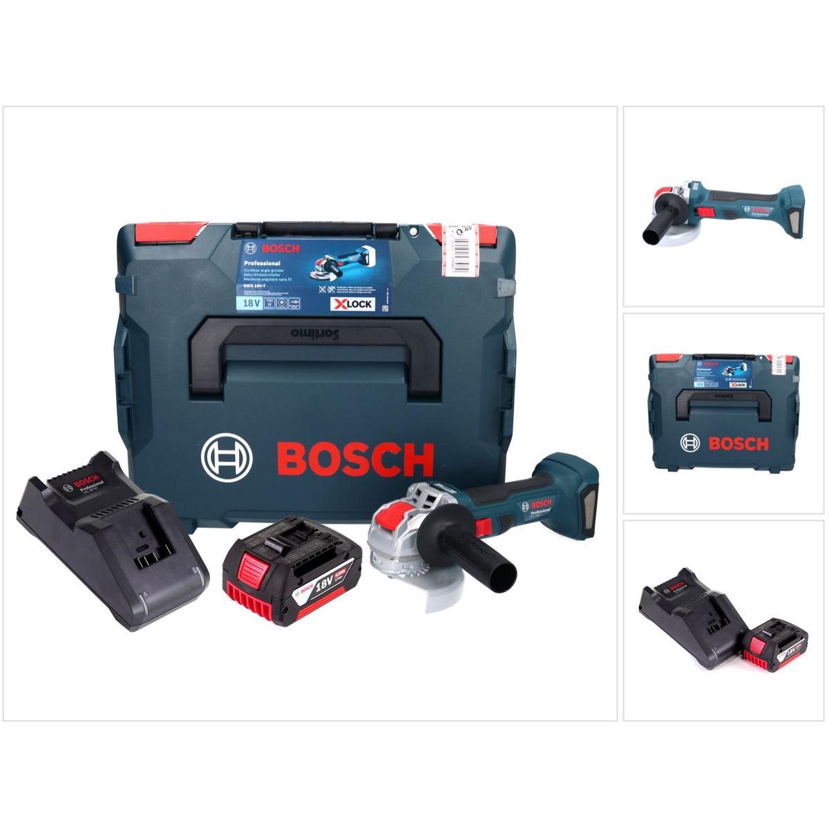 Bosch Professional, Winkelschleifer, Bosch GWX 18V-7 Professional Akku Winkelschleifer 18 V 125 mm Brushless X-LOCK + 1x...