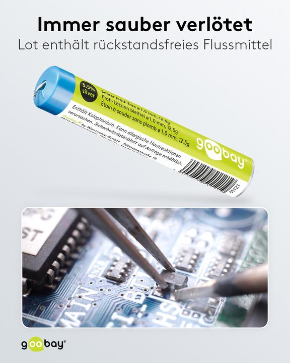 Actual product image Goobay Professional solder lead-free, ø 1.0 mm, 12.5 g (Solder)