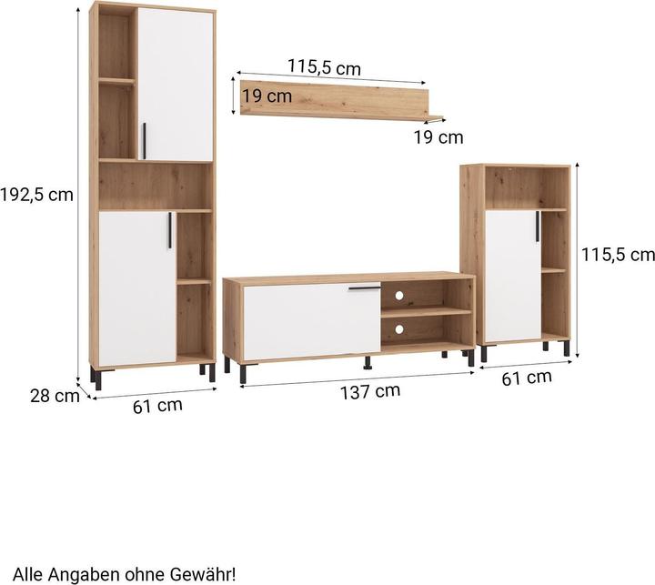 Produktbild Homestyle4u Wohnwand Anbauwand Modern Entertainment Center