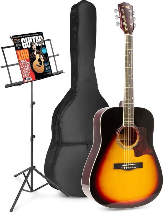 Produktbild Max Music Akustikgitarre für Anfänger - Solojam Western Gitarre - inkl. (Westerngitarre, Ahorn, Lindeholz)