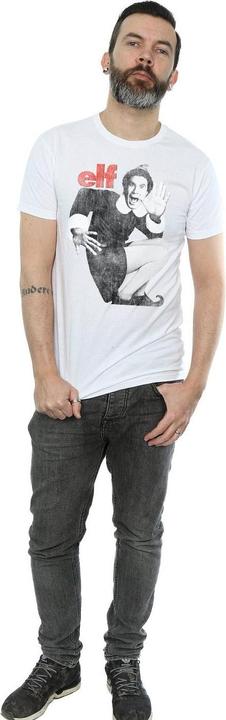 Actual product image Elf Mens Mono Distressed Poster T-Shirt (XL)