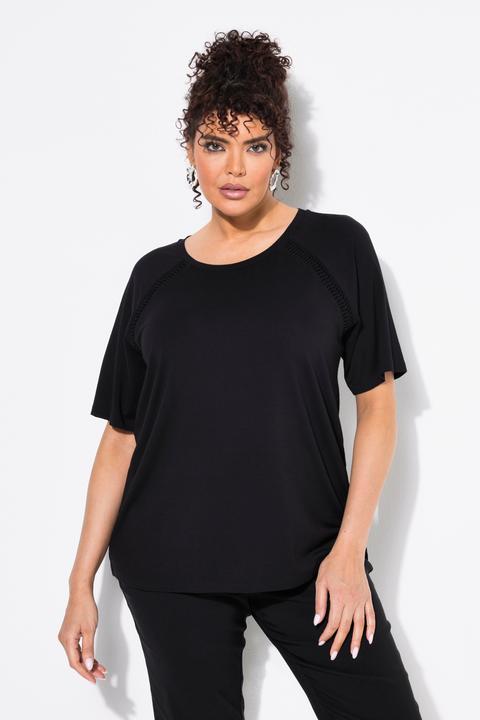 Actual product image Ulla Popken Textured Seam Short Sleeve Stretch-Fit Tee (62)
