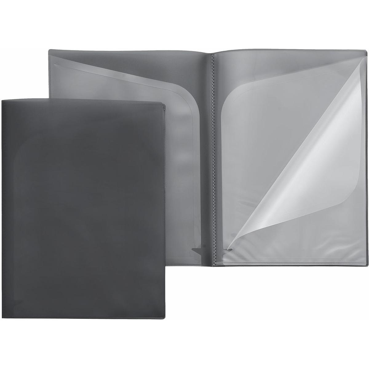 Foldersys, Mappe, Sichtbuch Quickload A4 6 Innentaschen PP anthrazit transluzent (A4, 1 x)