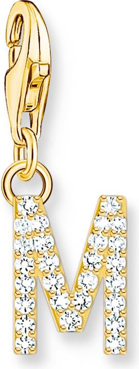 Produktbild Thomas Sabo Charm-Anhänger Buchstabe M mit Weissen Steinen Vergoldet (925er Silber)