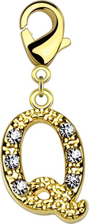Image du produit Star Piercing Pendentif 14k doré avec cristal lettre Q (Laiton)
