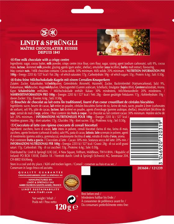 Actual product image Lindt Teddy Milk Chocolate Balls Crispy Christmas (120 g)
