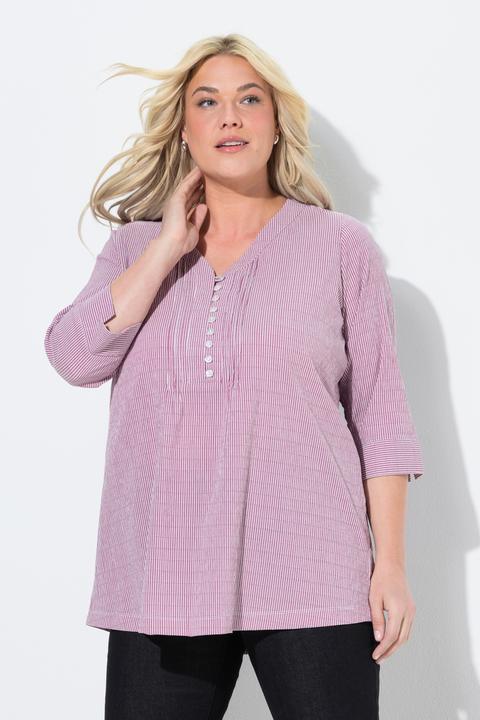Actual product image Ulla Popken Textured Stripe Pintuck Blouse (60)