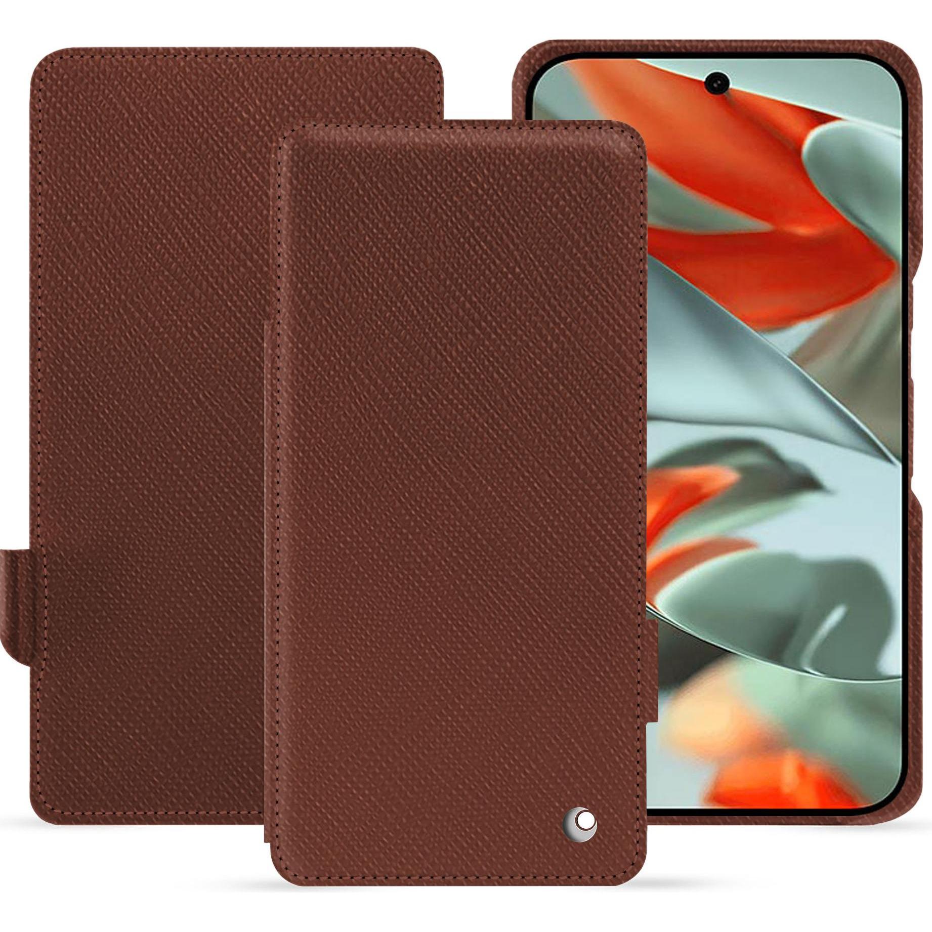 Noreve Lederschutzhülle horizontal (Google Pixel 9 Pro XL), Smartphone Hülle, Braun