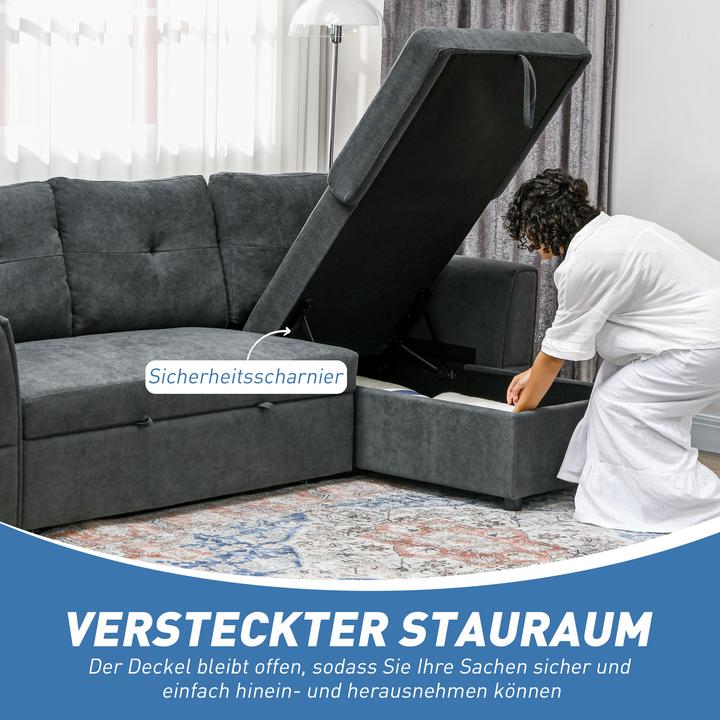 Produktbild Homcom Schlafsofa Polyester Dunkelgrau (3-Sitzer)